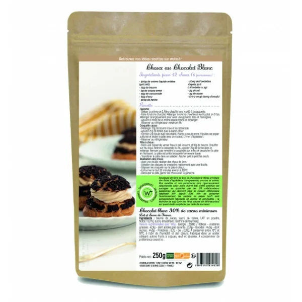 Chocolat Blanc Noisette 30% Fondettes 250g Weiss 3