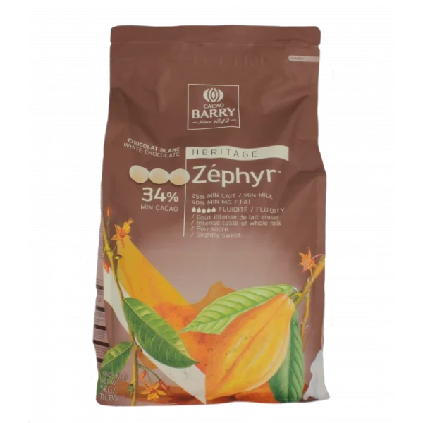 Barry Chocolat Blanc Zephyr 34 % Pistoles 5 Kg 1