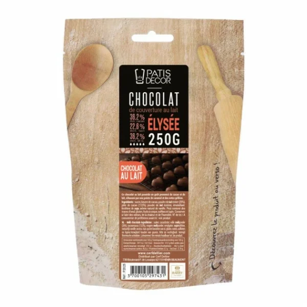 PATISDECOR Chocolat De Couverture Au Lait Elysée 36% 250 G Patisdécor 1