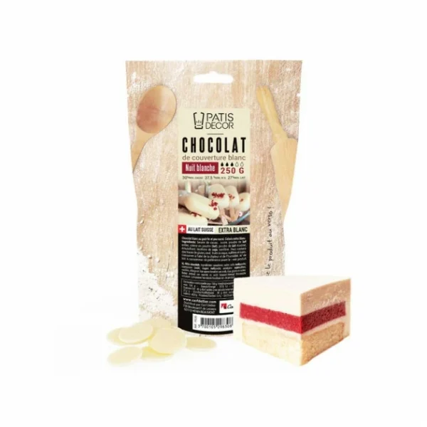 PATISDECOR Chocolat De Couverture Blanc Nuit Blanche 37% 250 G Patisdécor 1