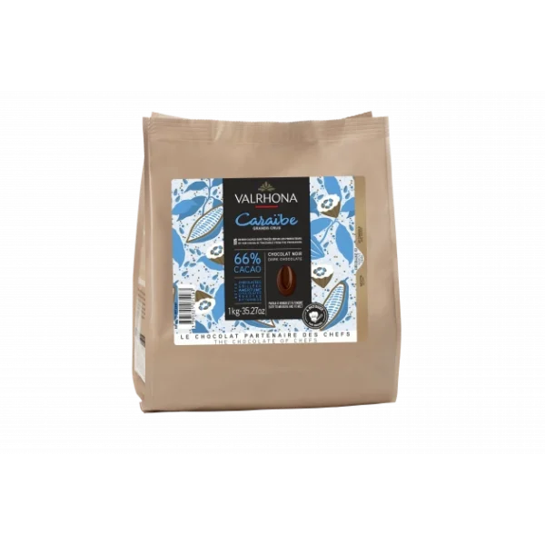 Chocolat de Couverture Noir Caraïbes 66% 1kg Valrhona 1