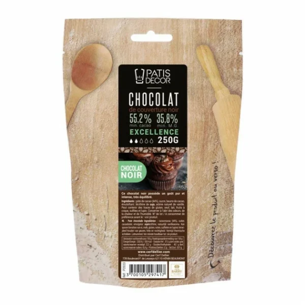 PATISDECOR Chocolat De Couverture Noir Excellence 55% 250 g Patisdécor 1