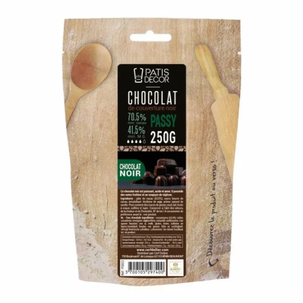 PATISDECOR Chocolat De Couverture Noir Passy 70% 250 G Patisdécor 1