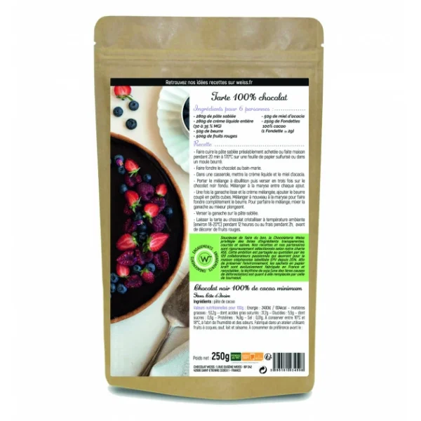 Chocolat Noir 100% Fondettes 250g Weiss 3