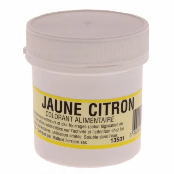 MALLARD FERRIERE Colorant Alimentaire Jaune Citron E102 Poudre Hydrosoluble 20g 1