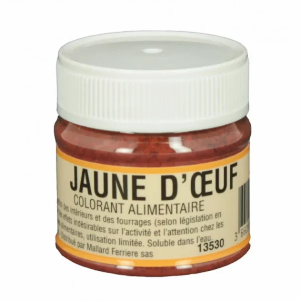MALLARD FERRIERE Colorant Alimentaire Jaune D’Oeuf E102/E129 Poudre Hydrosoluble 20g 1