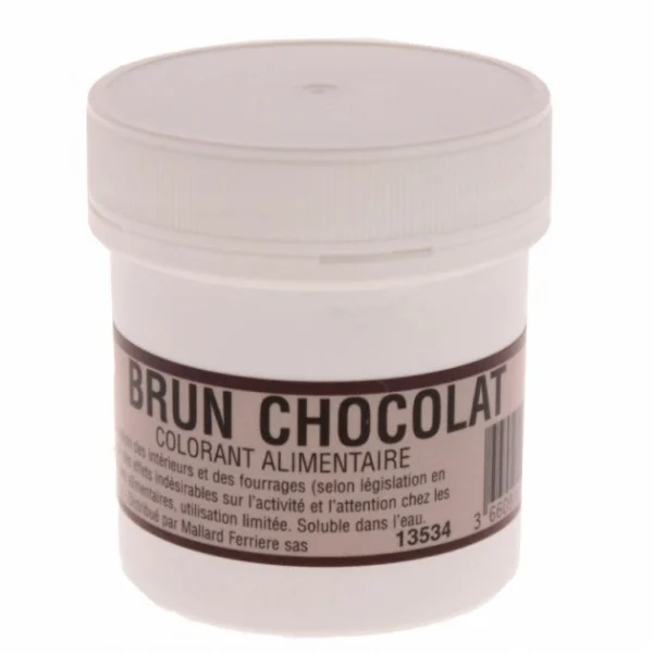 MALLARD FERRIERE Colorant Alimentaire Marron Brun Chocolat E102/E129/E151 Poudre Hydrosoluble 20g 1