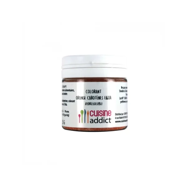 Colorant Alimentaire Orange Carotène E160A 25g Poudre Hydrosoluble Cuisineaddict 1