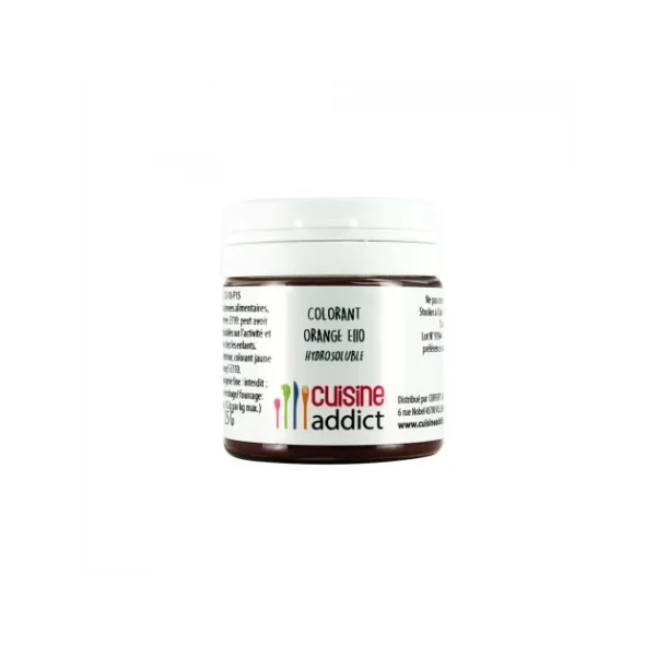 Colorant Alimentaire Orange E110 25g Poudre Hydrosoluble Cuisineaddict 1