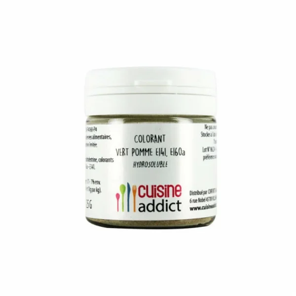 Colorant Alimentaire Vert Pomme E141/E160A Poudre Hydrosoluble 25 G Cuisineaddict 1