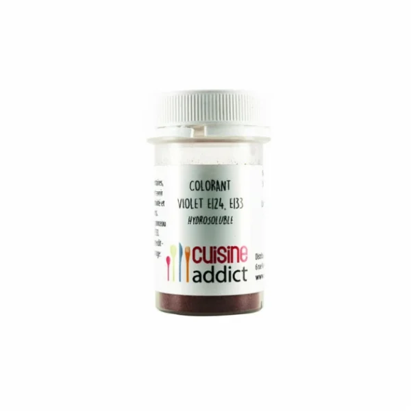 Colorant Alimentaire Violet E124/E133 10g Poudre Hydrosoluble Cuisineaddict 1