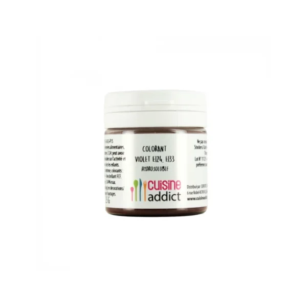 Colorant Alimentaire Violet E124/E133 25g Poudre Hydrosoluble Cuisineaddict 1