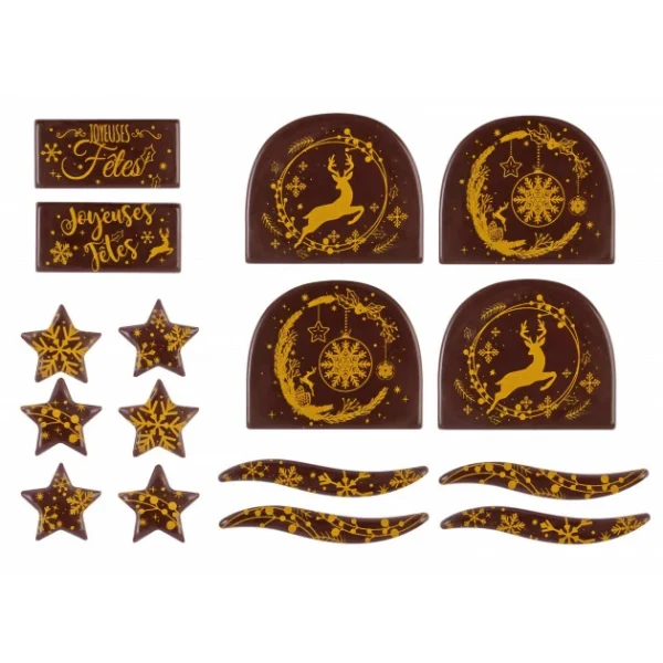 Décoration Bûche de Noël en Chocolat Joyeuses Fêtes (x14) Florensuc 1