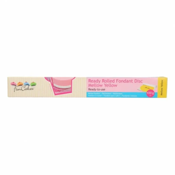 DLUO Dépassée Pâte à Sucre Prête à Dérouler Jaune 430g Funcakes 1