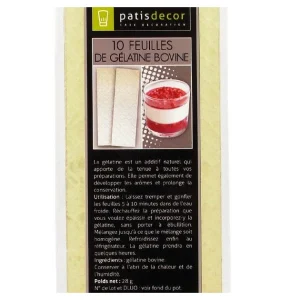 PATISDECOR Gélatine Bovine En Feuilles X10 6