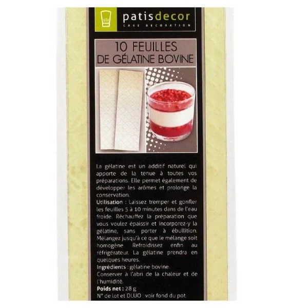 PATISDECOR Gélatine Bovine En Feuilles X10 3