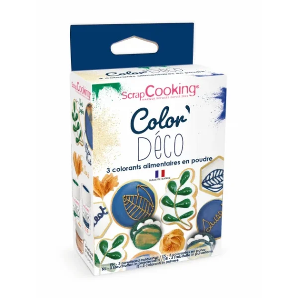 Lot De 3 Colorants Alimentaires En Poudre Doré / Bleu Nuit / Vert Sapin Scrapcooking 1