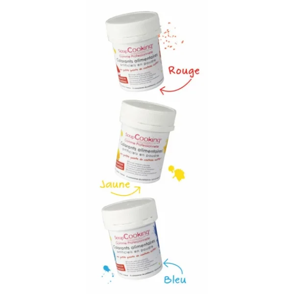 Lot De 3 Colorants Alimentaires En Poudre Rouge / Jaune / Bleu Scrapcooking 3