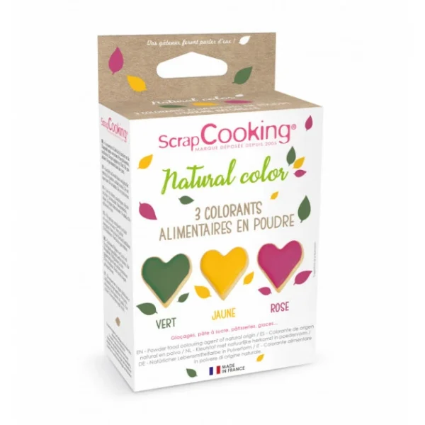 Lot De 3 Colorants En Poudre Alimentaire Rose/Vert/Jaune Scrapcooking 1