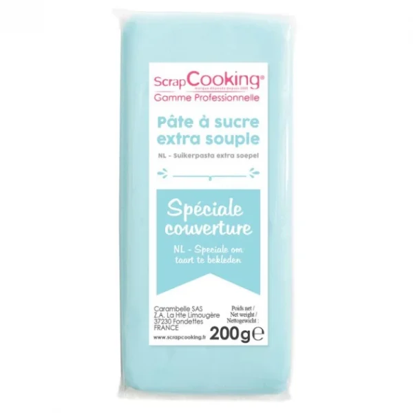 Pâte à Sucre Bleu Ciel Spéciale Couverture 200g Scrapcooking 1