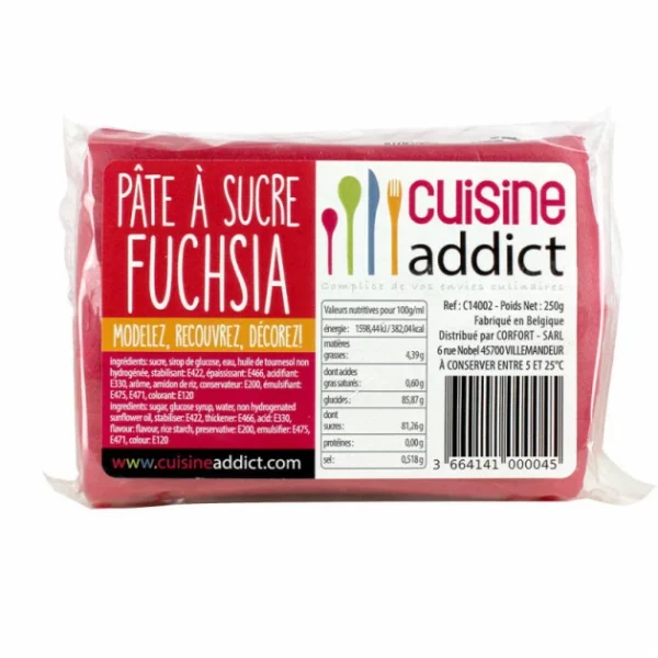 Pâte à Sucre Fuchsia 250g Cuisineaddict 1