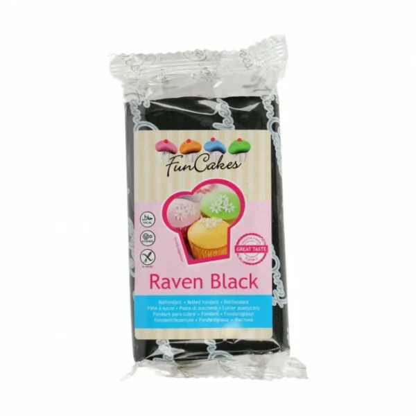Pâte à Sucre Noir Corbeau 250g Funcakes 1