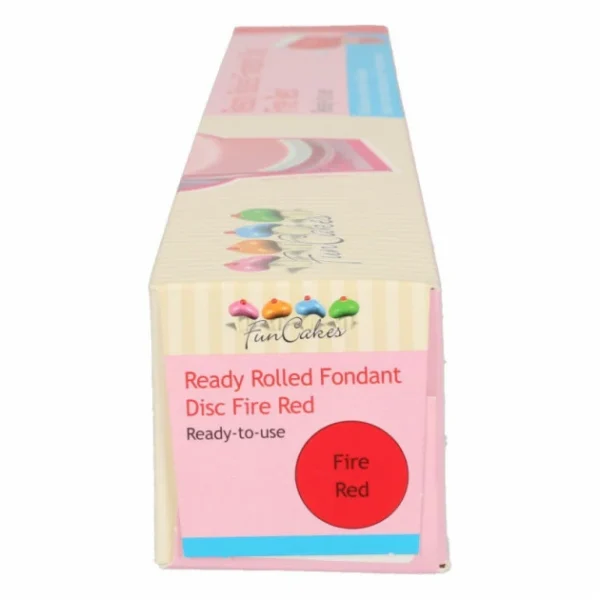Pâte à Sucre Prête à Dérouler Rouge Feu 430 g Funcakes 3