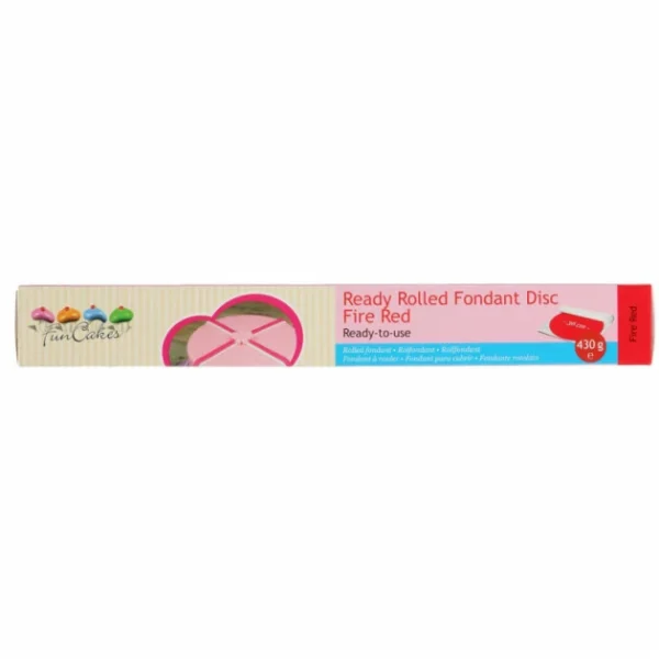 Pâte à Sucre Prête à Dérouler Rouge Feu 430 g Funcakes 1