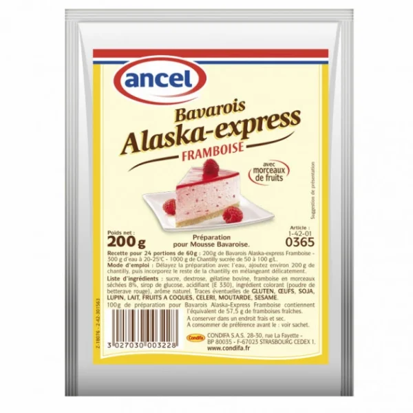 Préparation Mousse Bavaroise Framboise 200g Alaska-Express Ancel 1
